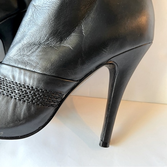 Aldo Black Leather Tall Heeled Boots Size 37 - Picture 9 of 15